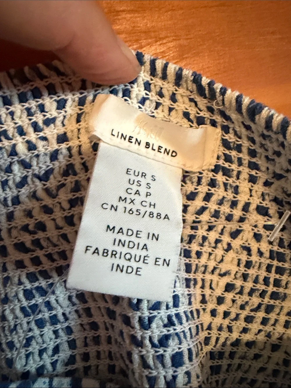 H&M Linen Blend Spaghetti Strap Maxi Dress in Blue & White Wave Print - Picture 2 of 10